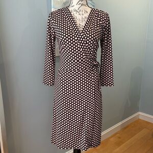 NWOT Ann Taylor Black Pink Flower Clover Wrap Dress